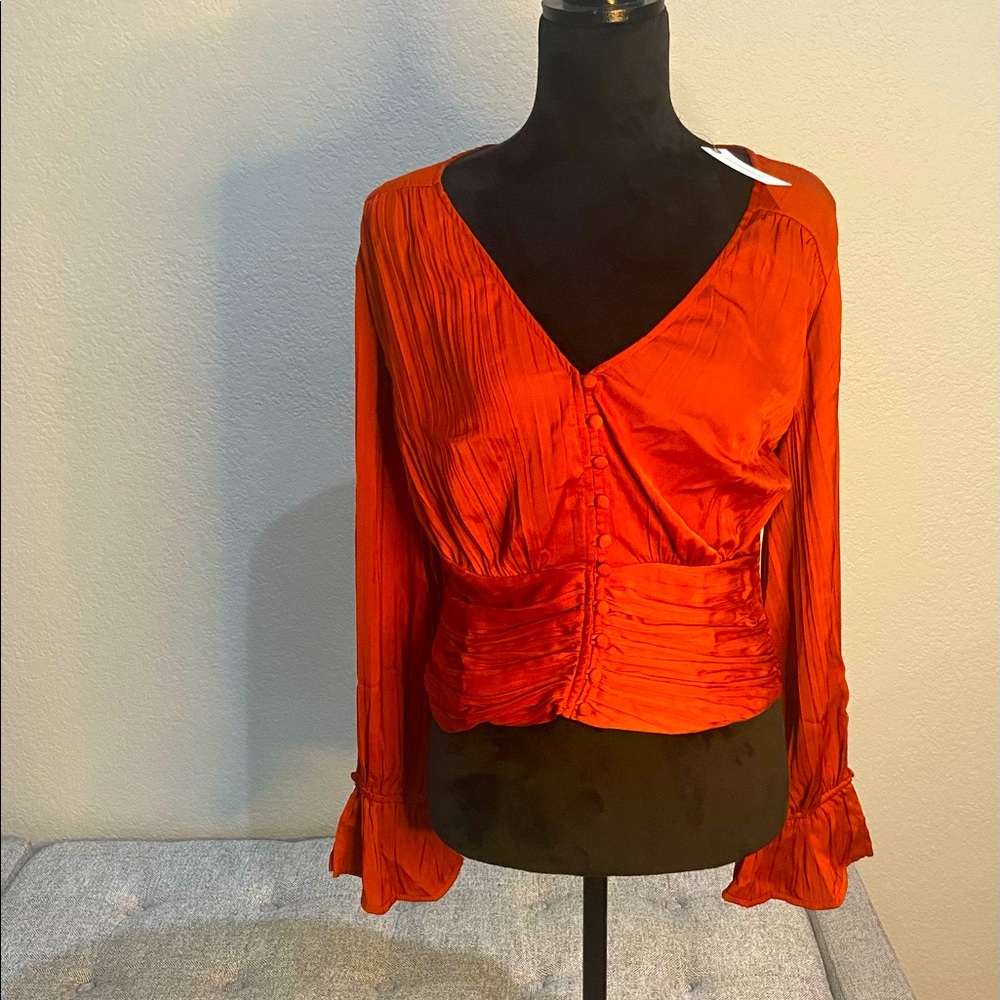 Copper puff sleeve blouse